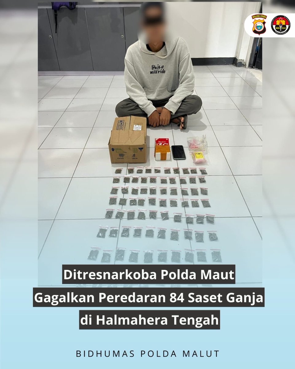 Ditresnarkoba Polda Malut Gagalkan Peredaran 84 Saset Ganja di Halmahera Tengah

Direktorat Reserse Narkoba (Ditresnarkoba) Polda Maluku Utara kembali menggagalkan upaya penyelundupan dan peredaran narkotika jenis ganja di wilayah Kabupaten Halmahera Tengah.