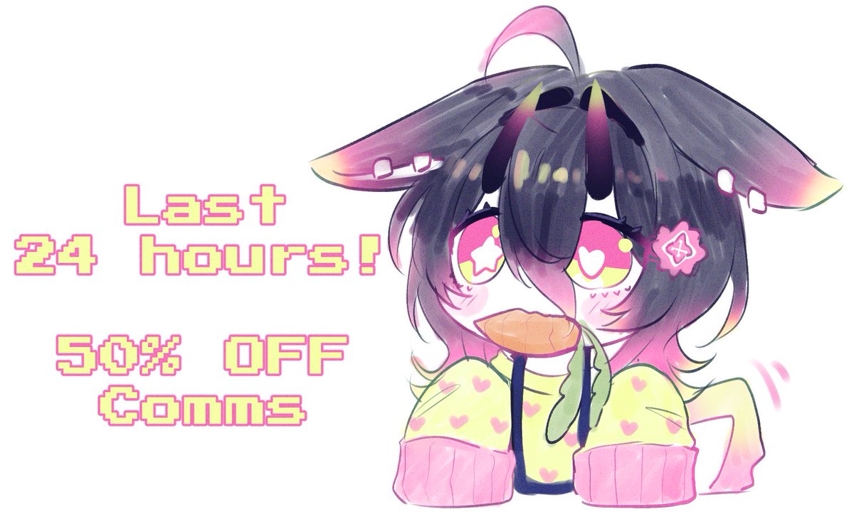 🌸Last 24 hours!🌸
If you're still interested in getting a commission for half the price make sure to DM me to guarantee a 50% Off request! ❥
#commissionsopen #commissions