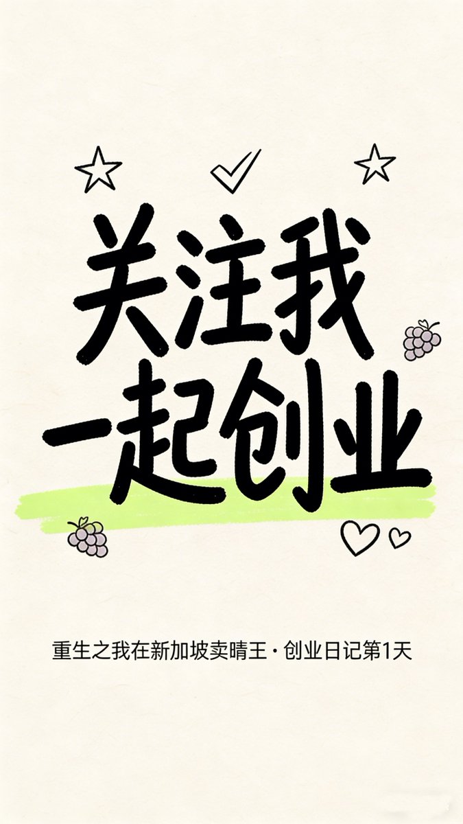 azs1198's tweet photo. 重生之我在新加坡卖晴王・第 1 天
重生一次，我决定不再内耗、不再躺平、不再混日子。
从今天开始，
我在新加坡，只做一件事：卖晴王葡萄。
只做国内空运过来的正��晴王，
新鲜、甜、无籽、玫瑰香。

#新加坡 #新加坡华人  #新加坡水果 #新加坡吃喝完乐 #新加坡生活 #新加坡团购 https://t.co/33C4rc0B3Y