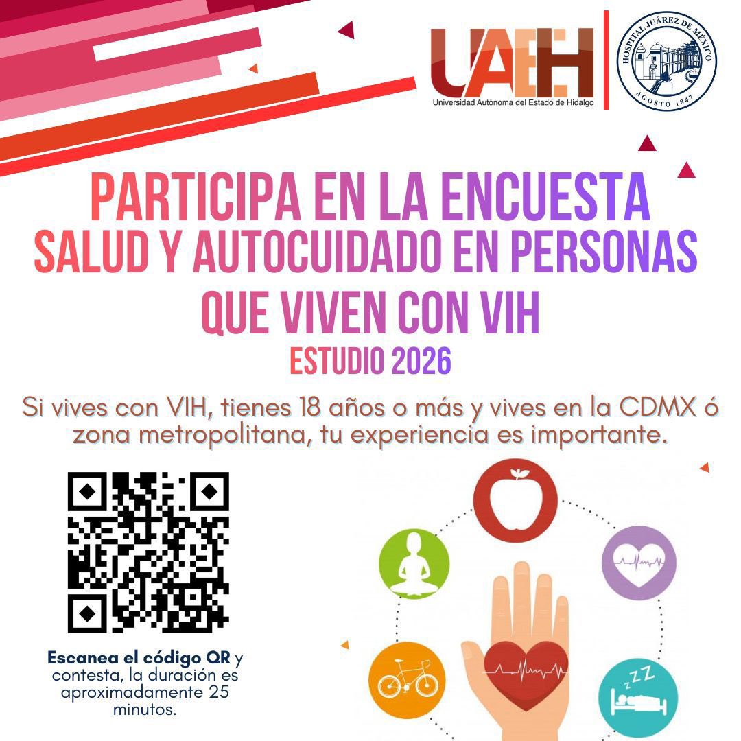 #SaludPositivaYaaj 🌈✨En la Ciudad de México, el Estado de México y la zona metropolitana se realizará una investigación sobre salud y autocuidado en personas que vivimos con #VIH.

🫂 Acompañaremos este estudio desde una perspectiva comunitaria y de prevención combinada del