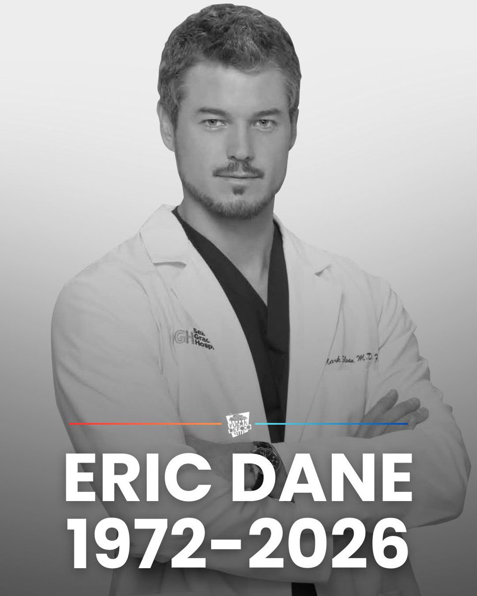 MUY TRISTE NOTICIA 💔 El actor ERIC DANE falleció a los 53 años debido a la enfermedad de esclerosis lateral amiotrófica que enfrentó durante los últimos años. Es principalmente reconocido por el papel del Dr. Mark Sloan del drama médico Grey’s Anatomy. 

Descanse en paz.
