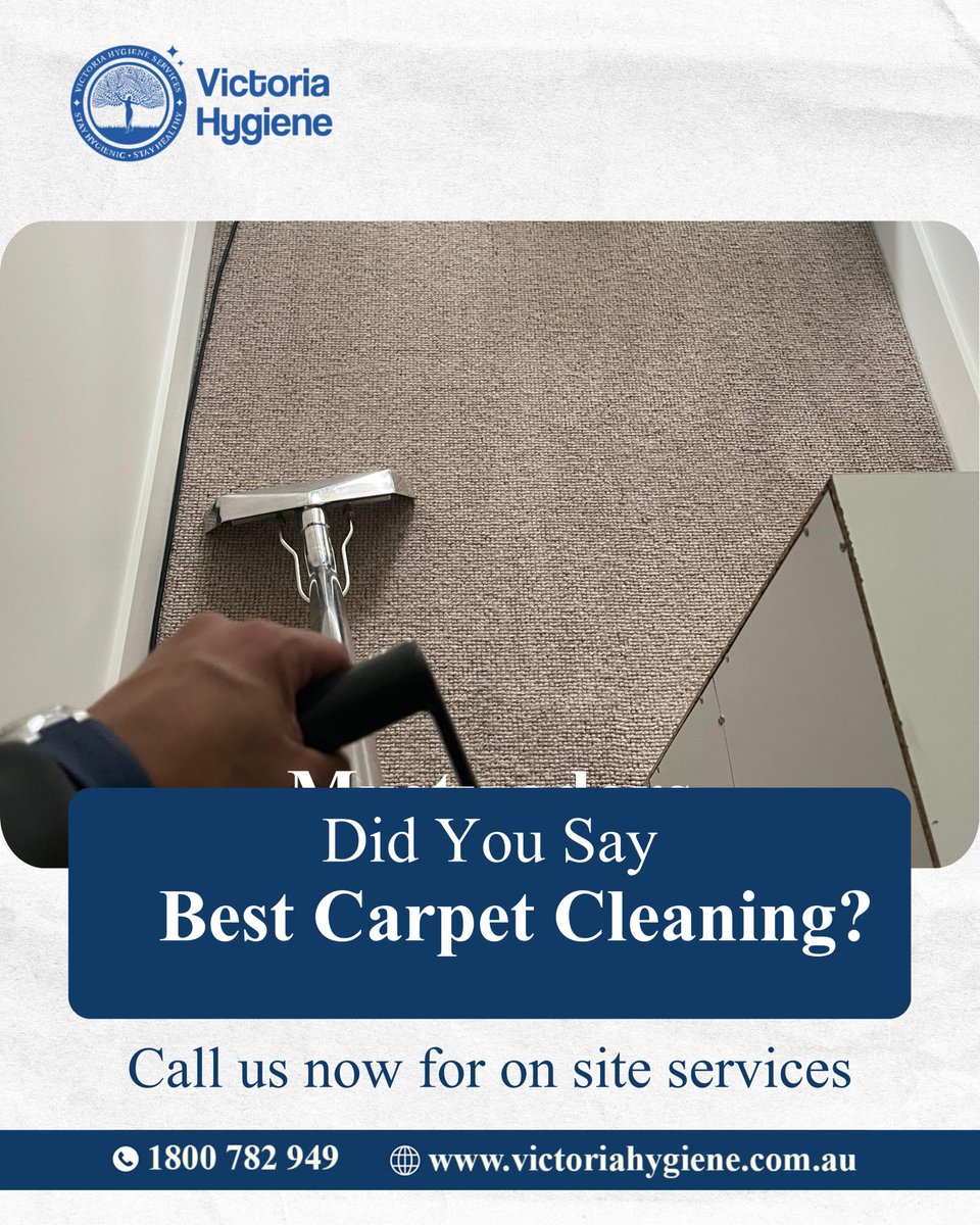 Victoria Hygiene has refined a revolutionary carpet cleaning process 🙌

Carpets look &amp; feel like new 

✅ Fast &amp; efficient
✅ Deep clean
✅ Eco-friendly &amp; pet safe
✅ No shrinkage 
Book your dry carpet cleaning today!
#VictoriaHygiene #CarpetDrying #MelbourneCarpetDrying