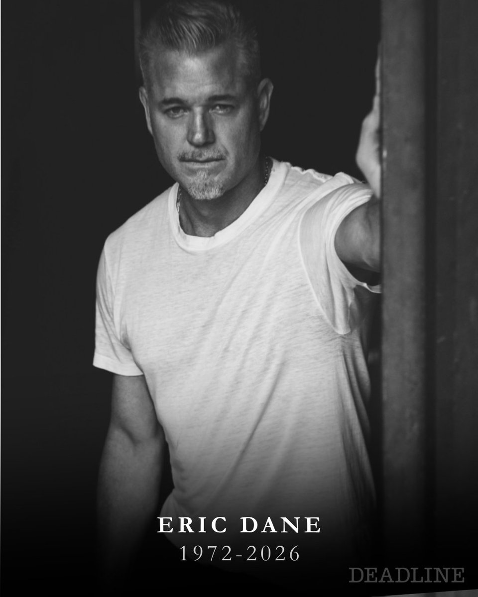 Eric Dane, the actor known for his roles in 'Euphoria' and 'Grey’s Anatomy,' has died. He was 53.

Following the actor’s ALS diagnosis, which he has opened up about over the past year, his family announced that he died on Thursday.

Read More: deadline.com/2026/02/eric-d…

(Photo: