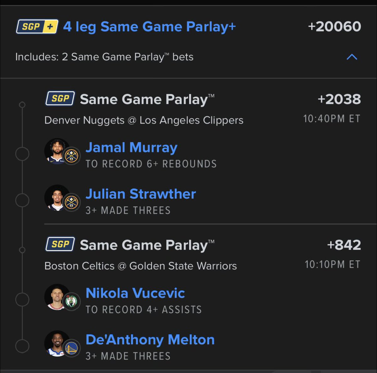 Late night mix:
<a href="/Playbook/">Playbook</a>   

Research provided by <a href="/PropFinderApp/">PropFinder</a>   Code “SHARPBOYJON” for 30% off 🍀🤝