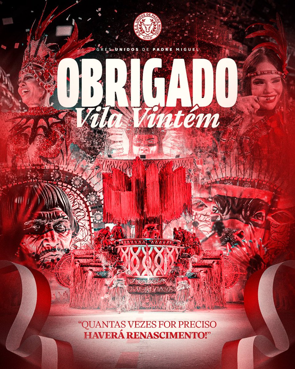 GRESUPM's tweet photo. Hoje não levamos o título, mas levamos algo que ninguém tira da gente: a nossa verdade, a nossa garra e o amor imenso pela Vila Vintém. ❤️🤍🐂

Seguiremos! 

  Quantas  vezes for preciso, haverá Renascimento. https://t.co/GRXIAcM9QC