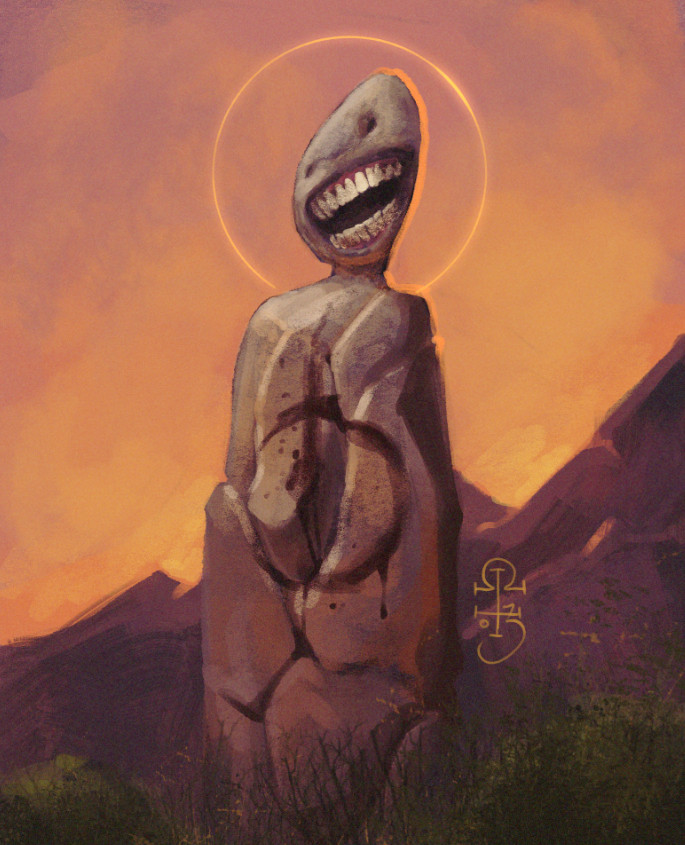 OmegaBlackArt's tweet photo. Carved in the likeness of the One True God, it was blessed with a mouth to give blessings to the people https://t.co/996Ytwxq4c