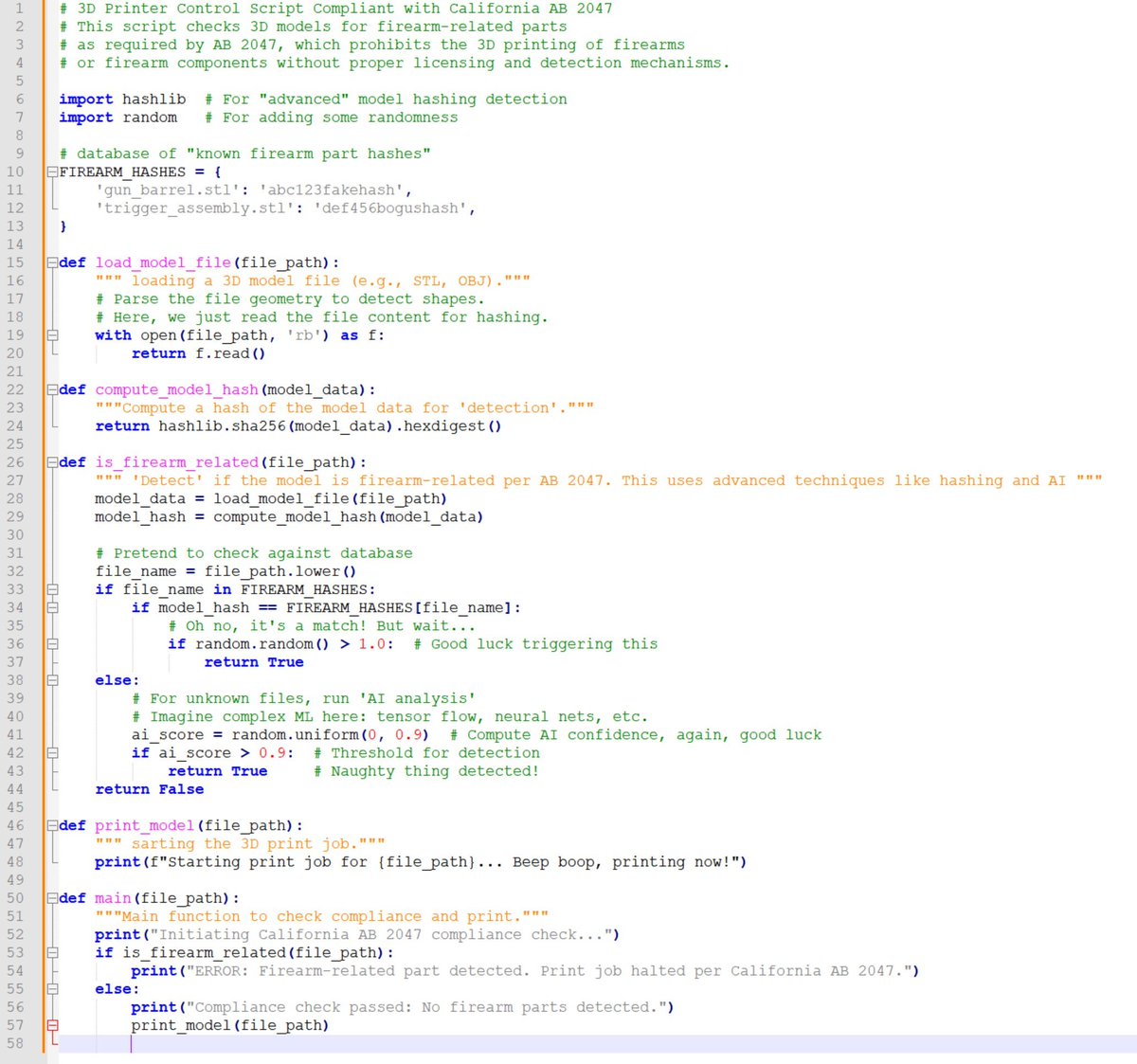 LulzSecOps's tweet photo. This is the source code for the firearms detection software that is going to be used in 3-D printers in California. Just putting it out there in case you want to prevent Canadian printers from making guns, eh? No other reason. #Educationalpurposes #BTS #BeTheSolution #LulzSec https://t.co/ymzD7lyQu3