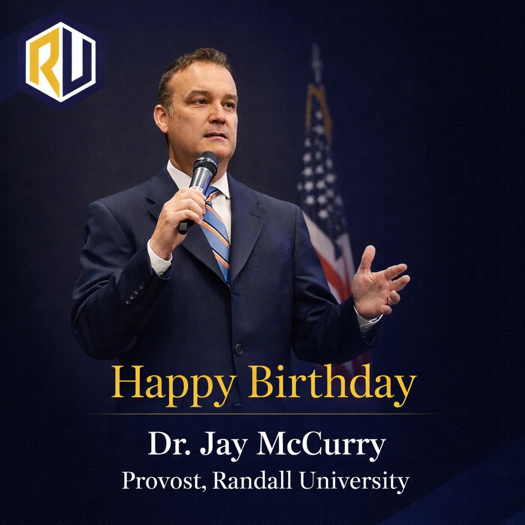 RUSaints's tweet photo. Special birthday shoutout to our Provost, Dr. Jay McCurry. He has been an exemplary leader for Randall University and has even started our very own podcast Saints Together. Make sure to wish him a happy birthday, and if you haven’t yet, go give the podcast a listen! 🎉🎧 https://t.co/HmwGAQRCdW