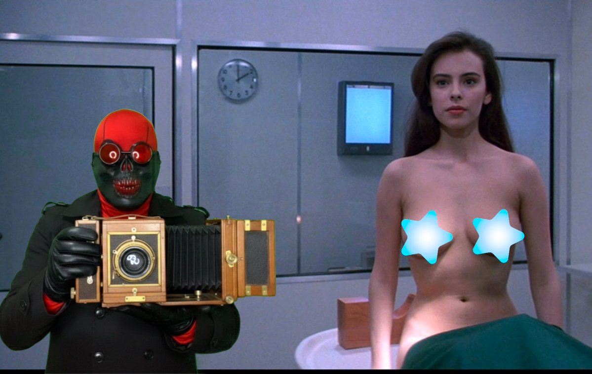 Previously unreleased photo of Profesor Macabro sneaking into the set of Lifeforce…
Needless to say, security quickly kicked me out of the studio…