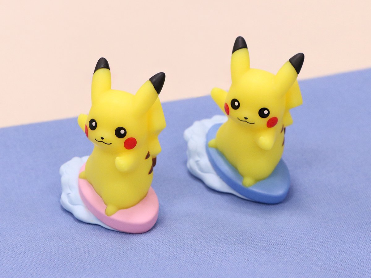 ラインナップは、30周年お祝いピカチュウ・なみのりピカチュウ