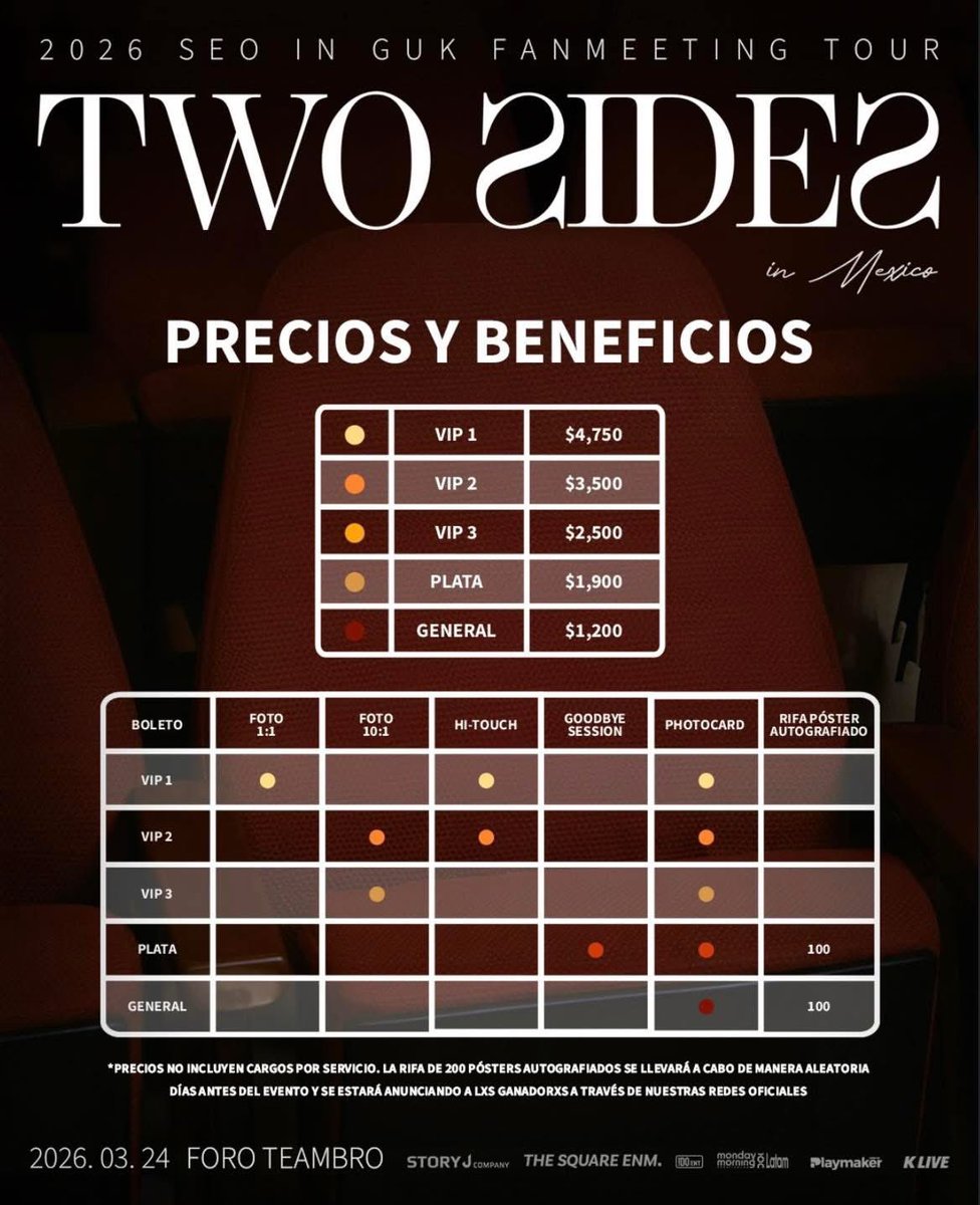 Así quedan los precios y los beneficios para el 

SEO INGUK FANMEETING TOUR