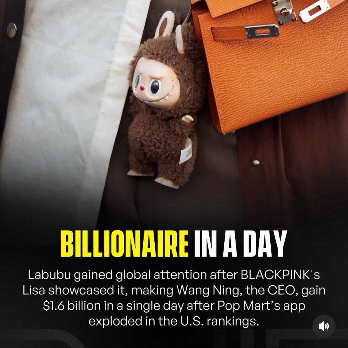 Mind you, no one on this earth made the owner of Labubu gain $1.6 billion in a day just bcs of an IG story, only THE #LISA Manobal could. Even Billboard had to recognize her as the ultimate cultural conduit. Other brands are taking notes while y'all stay making fun of her impact.