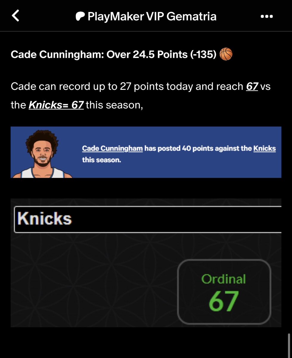 BAAANG BANG BANG!! WELCOME BACK NBA 🤑🤑🤑🏀✅

Cash Melo assists ✅💰
Cash Cade Points ✅💰

Cash our props parlay (+358) ✅🤑💰

Posted on Patreon ⬇️

patreon.com/PlayMakerVIPGe…

#Gematria