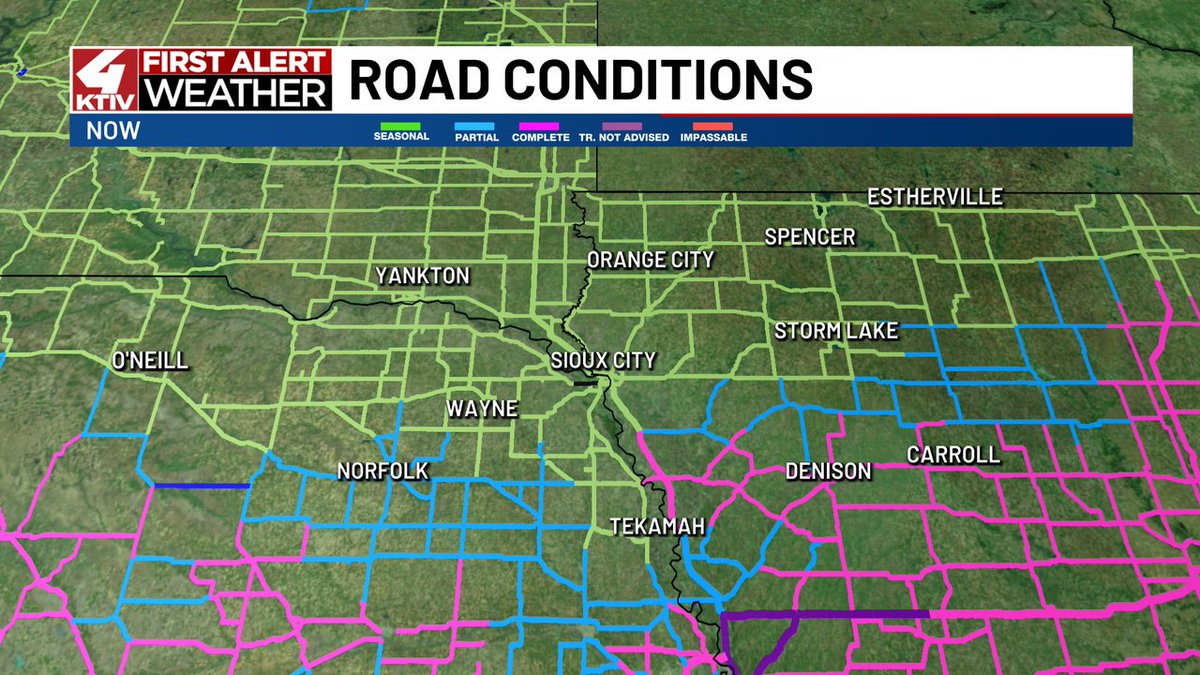 8:50 PM UPDATE: Travel has become dangerous in much of southern and southeastern Siouxland with many roads partially to completely covered. Even if you're not traveling tonight, be careful Friday as rough road conditions will linger for a while.