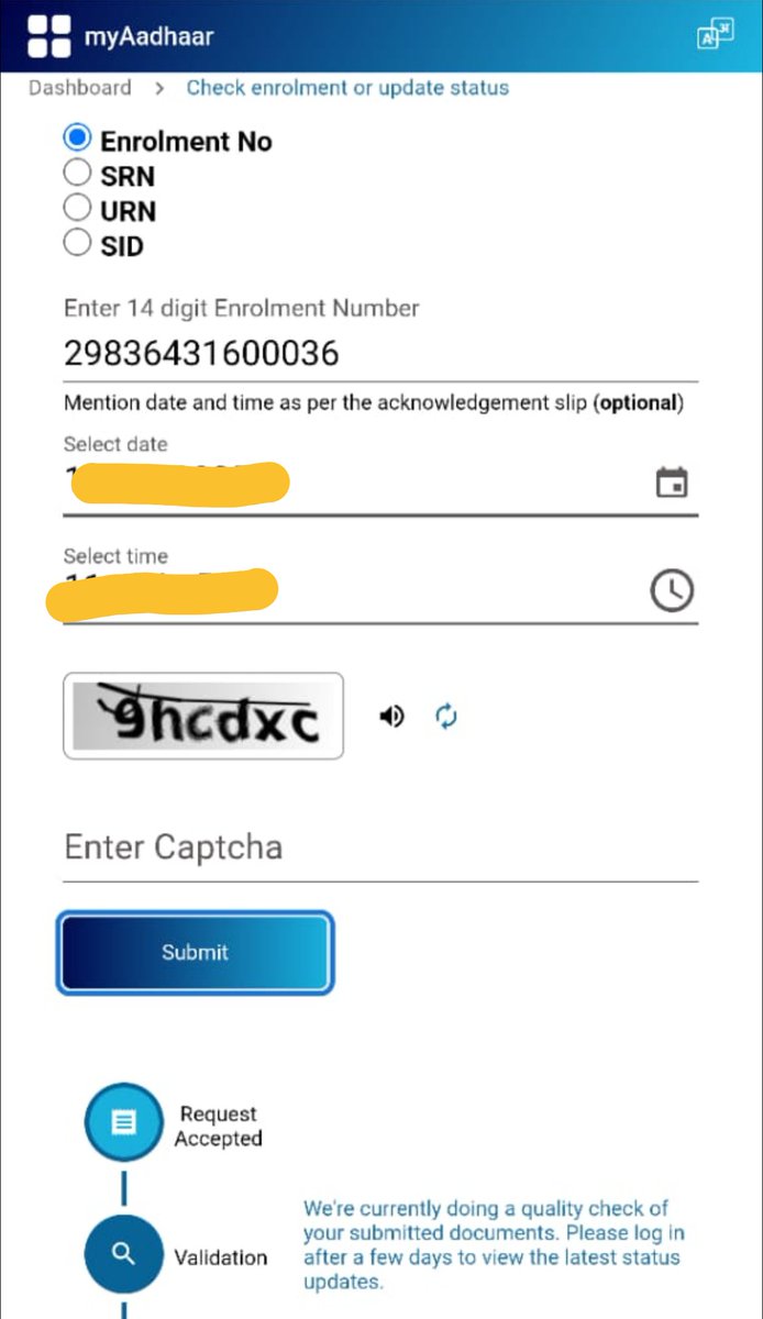 ImVVictory's tweet photo. Hi @UIDAI, @ceo_uidai
Over 2 months &amp; my Aadhaar update (12/12/2025) is still Under Validation.

Complaint: S2013467958000

No progress. No timeline. Kindly intervene &amp; expedite.
@UIDAI @GoI_MeitY @AshwiniVaishnaw

#Aadhaar #UIDAI #PendingUpdate https://t.co/Mmsn6DTZF3