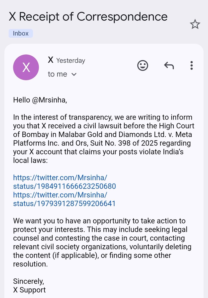 Dear <a href="/narendramodi/">Narendra Modi</a> ji,
Malabar Gold, is using money power to silence Hindus.
First, they got <a href="/vijaygajera/">Vijay Patel</a>’s account banned through Bombay HC (it is still banned). Now, through the same Bombay HC, they are attempting to silence the rest of us.

And the court seems to have time for