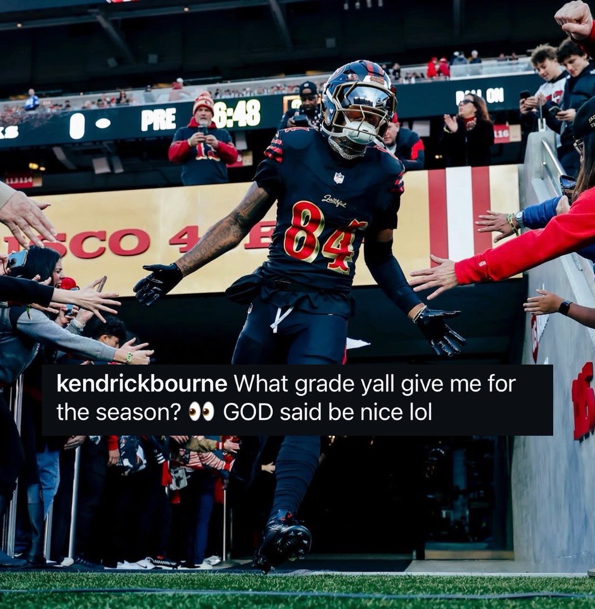 Kendrick Bourne’s newest IG post. What grade would you give KB for this past season 🤔