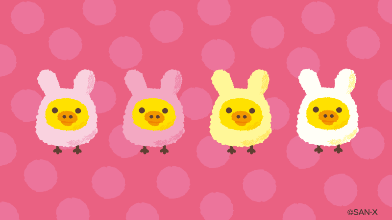 🐥0のつく日はキイロイトリの日🐥

ミンナハ　ドノイロガ　スキ？🐰🐰🐰🐰

#うさぎのきぐるみ