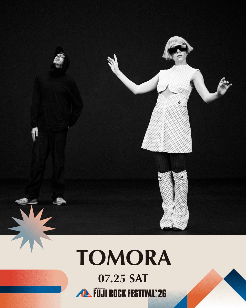 ◤　　　　　　　　　　  ◥ 　#TOMORA(#トモーラ)  FUJI ROCK FESTIVAL’26  　　 🚨出演決定🚨 ◣　　　　　　　　　 　 ◢   #オーロラ × #トム・ローランズ（#ケミカル・ブラザーズ）による新ユニット！フジロックでの日本初パフォーマンスをお見逃しなく💥  🔗fujirockfestival.com