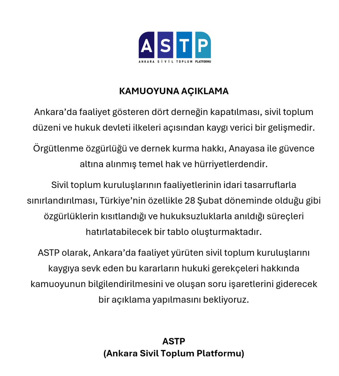 Ankara Sivil Toplum Platformu tweet media