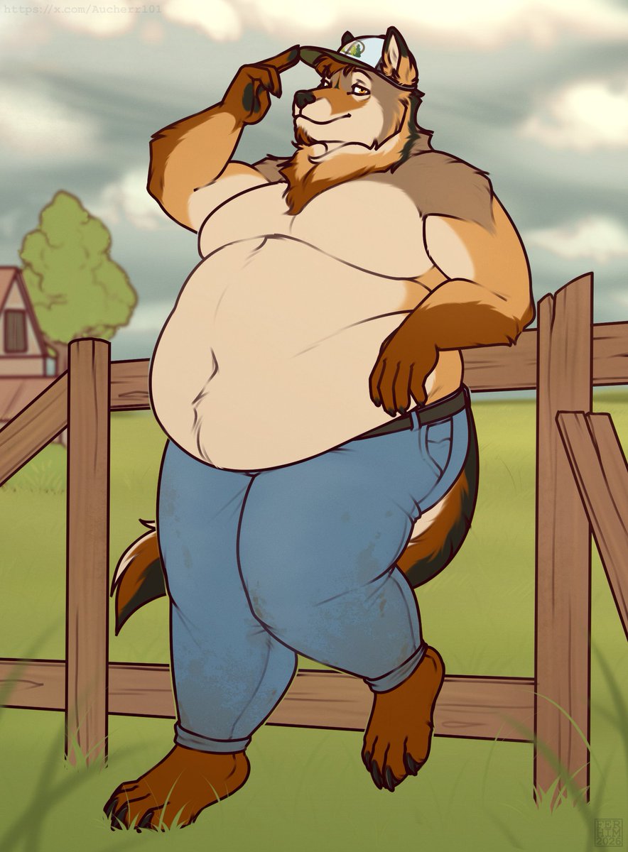 Aucherr101's tweet image. Commission for @CoyWuffMcCoy 
Flat color sketch

#fatfurs #chubby #ssbhm