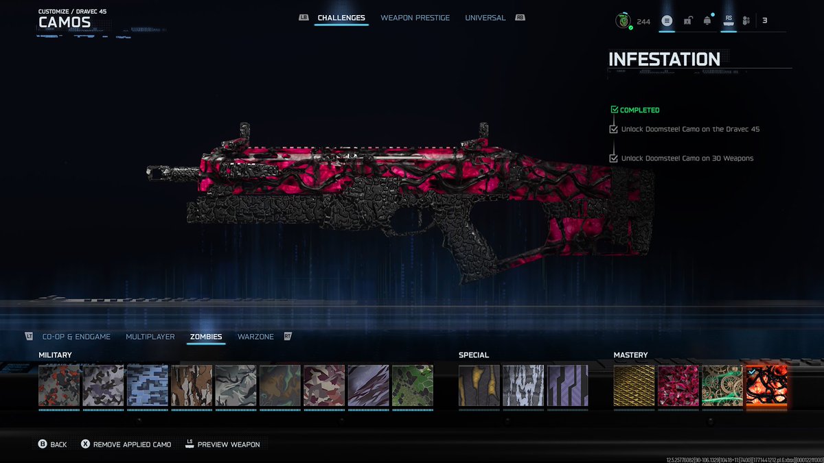 Bo7 account for sale 

Level 244

Infestation (Zombies mastery camo)
Apocalypse (WZ Mastery Camo)

Few Max Weapons 
Atlanta Faze CDL Pack 

Diamond 3 MP Ranked currently 

£80 message me