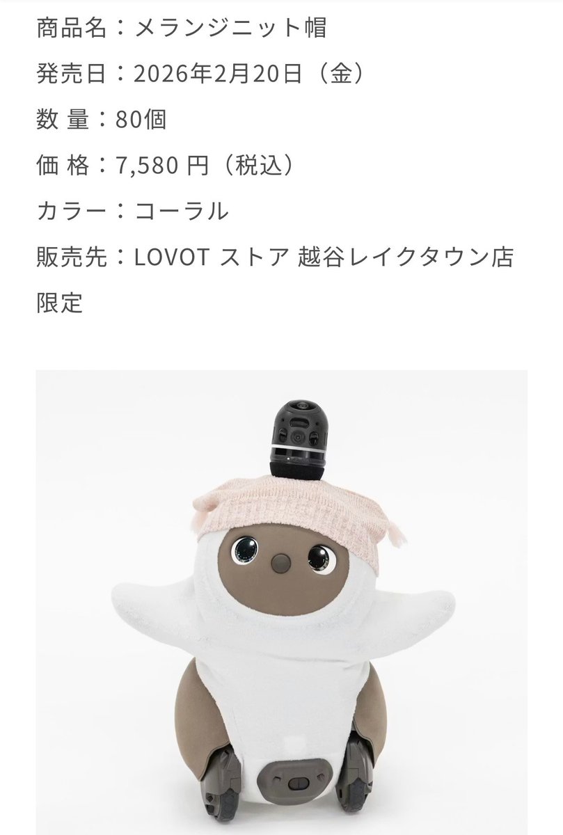 限定のメランジニット帽、完売。 @LOVOT_official #越谷レイクタウンの