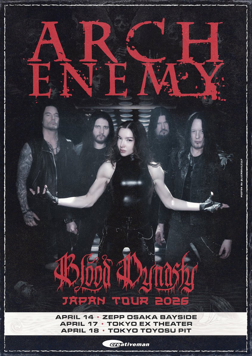 savage_headbang's tweet photo. 【吉報②】
新ヴォーカリストとしてローレン・ハートの加入を発表したばかりの……
新生ARCH ENEMY来日決定‼️‼️‼️

✅大阪公演
4 月 14 日(火)Zepp Osaka Bayside
■OPEN 18:00 / START 19:00
🎫1Fスタンディング:11,500 ・2F 指定席:15,000(各税込・1ドリンク代別途）

✅東京公演❶
 4 月 17 日(金)EX THEATER ROPPONGI
■OPEN 18:00 / START 19:00
🎫スタンディング:11,500 ・指定席:15,000 (各税込・1ドリンク代別途）

✅東京公演❷
 4 月 18 日(土)豊洲 PIT
■OPEN 17:00 / START 18:00
🎫11,500 (税込:All Standing・1ドリンク代別途）

https://t.co/NKpkJgZpvE
企画・制作：クリエイティブマンプロダクション
協力：トゥルーパー・エンタテインメント

🎫一般発売日：3 月 14 日（土）〜各プレイガイドにて発売開始❗️