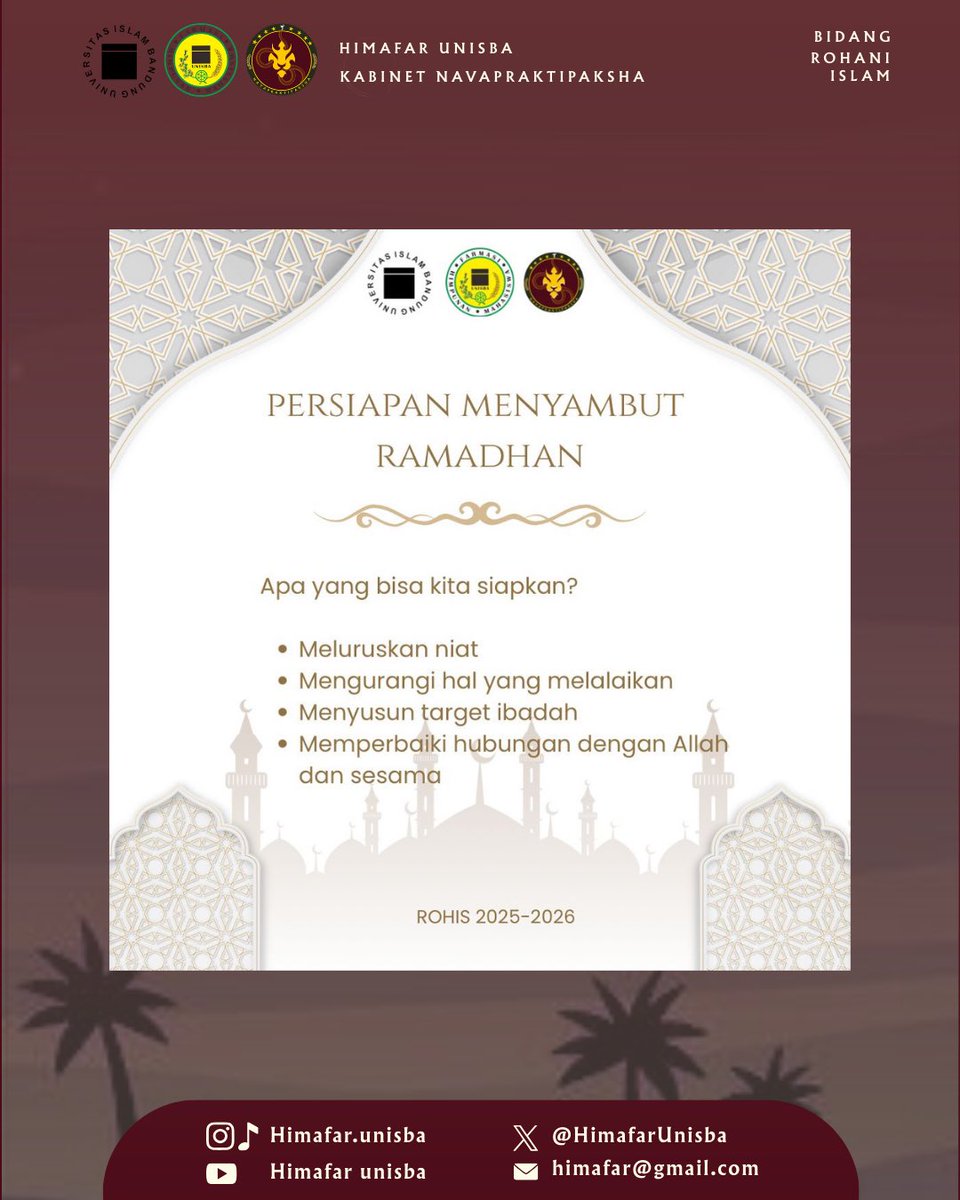 Ramadhan bukan sekadar rutinitas tahunan.
Ia adalah bulan Al-Qur’an dan bulan pembentukan takwa.

Allah SWT berfirman:

“Wahai orang-orang yang beriman, diwajibkan atas kamu berpuasa sebagaimana diwajibkan atas orang-orang sebelum kamu agar kamu bertakwa.”
(QS. Al-Baqarah: 183)