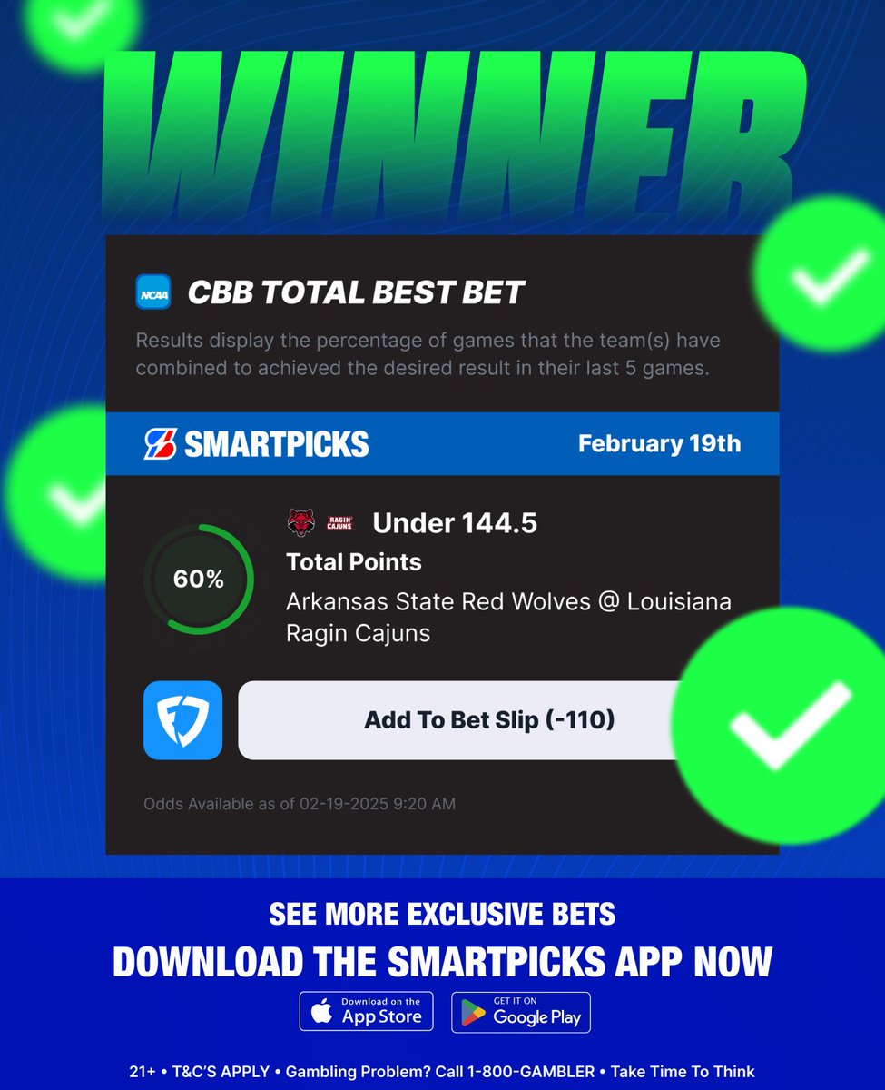 flashpicks's tweet image. CASH!! 💰 

That’s back to back @SmartPicksPro CBB total winners! 🔥

Hit ❤️ if you tailed!