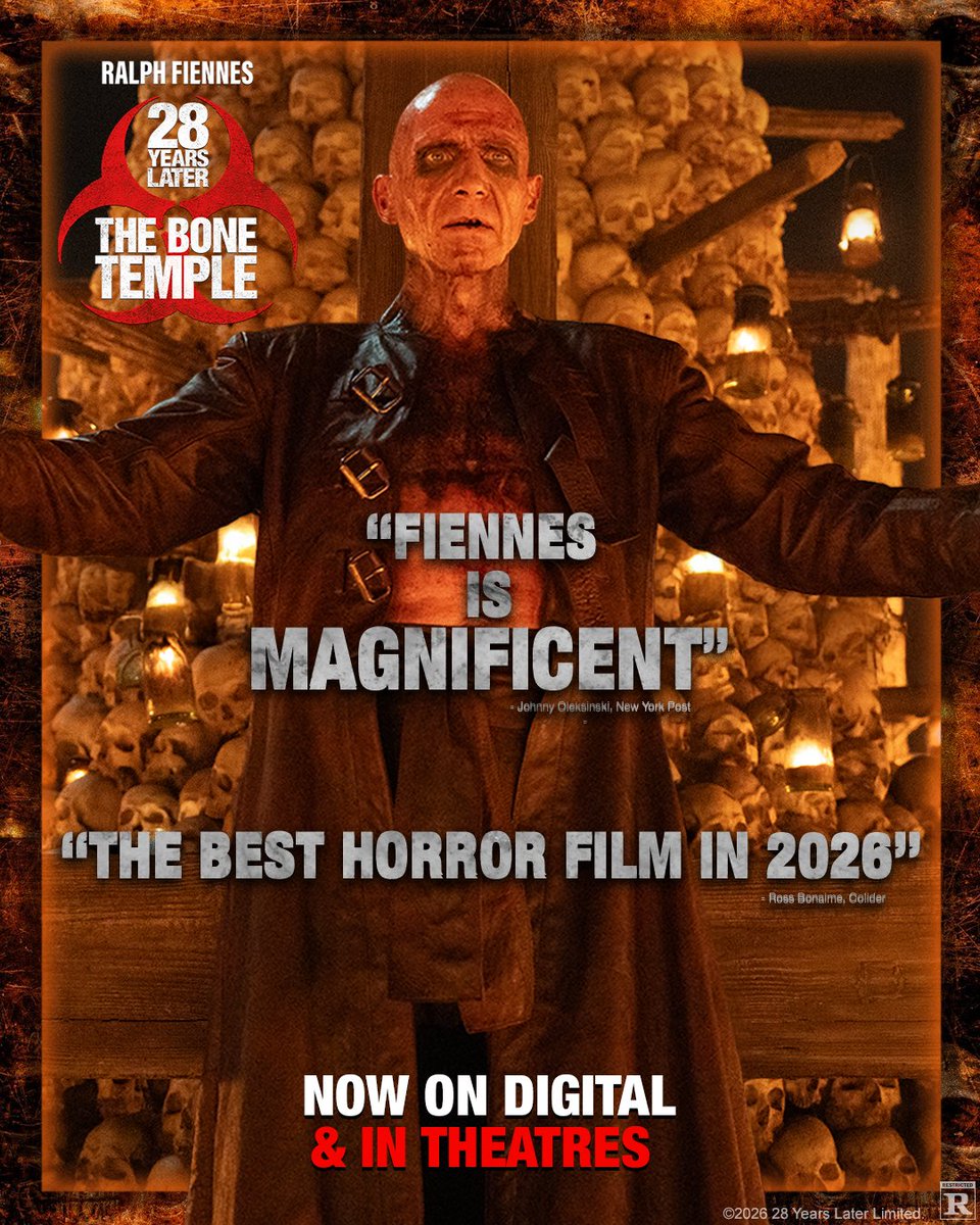 28YearsLaterMov's tweet photo. Watch Ralph Fiennes’ magnificent performance in #28YearsLater: The Bone Temple. Get it now on Digital. https://t.co/wfELcM6IkU