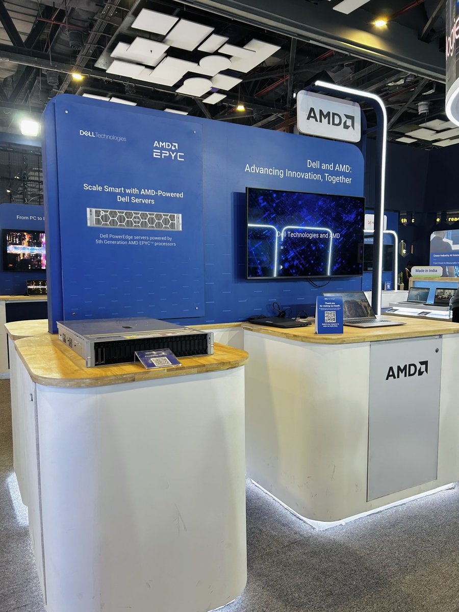 Dell_IN's tweet photo. Innovation is front & center at the @AMD zone of #DellTechIndia booth.
Dell, alongside AMD is bridging the gap between AI ambition & execution, with cutting-edge solutions like PowerEdge 6725 & 7725 and AMD laptops.
Explore it all!
#IndiaAIImpactSummit #ResponsibleAI
@AMDIndia https://t.co/d5A856LnqE