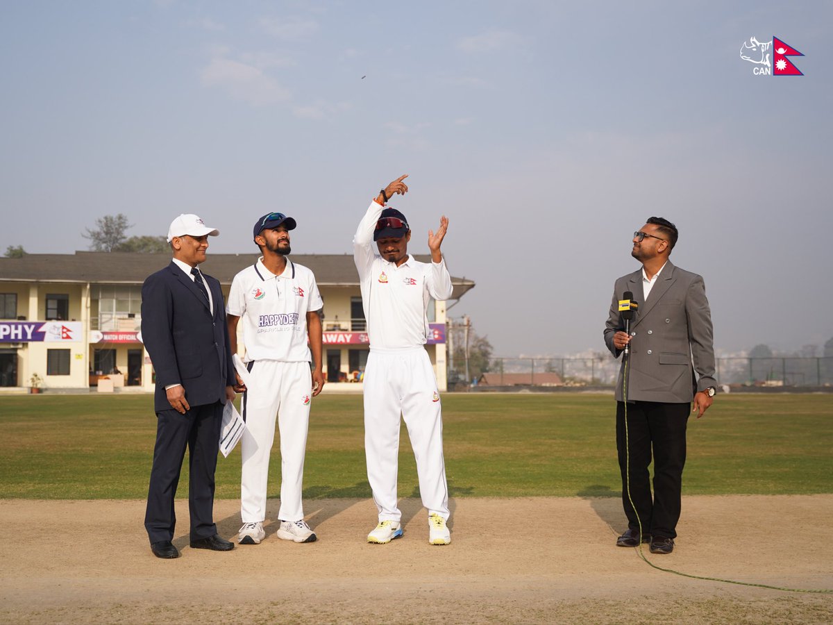 CricketNep's tweet image. 🪙 Toss Jay Trophy Day 1

APF v BAG - 𝗔𝗣𝗙 𝗙𝗶𝗲𝗹𝗱𝗶𝗻𝗴 | 🔴 youtube.com/live/bdv2dIn4y…

TAC v NPC - 𝐓𝐀𝐂 𝐅𝐢𝐞𝐥𝐝𝐢𝐧𝐠 | 🔴 youtube.com/live/9ZP9KBe9T…

#NepalCricket