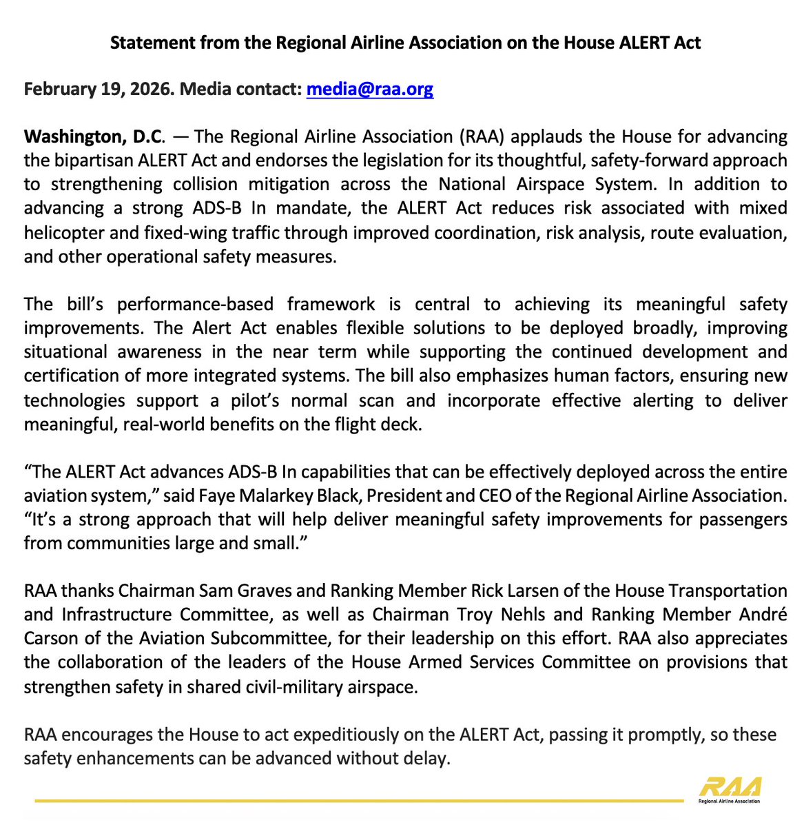 Regional Airline Association tweet media