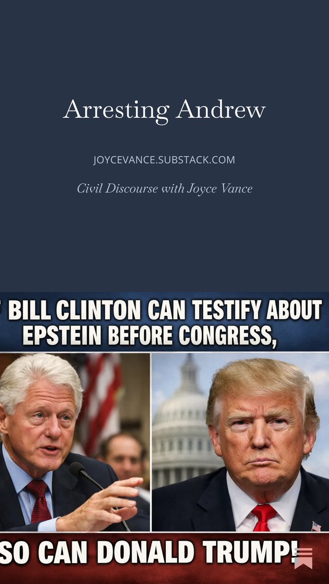 Arresting a former prince sends a message. And if a former president can testify on Capitol Hill, there’s no reason the current one can’t too—unless this is all about protecting Donald Trump. Insist that your representatives in Congress make that happen. open.substack.com/pub/joycevance…