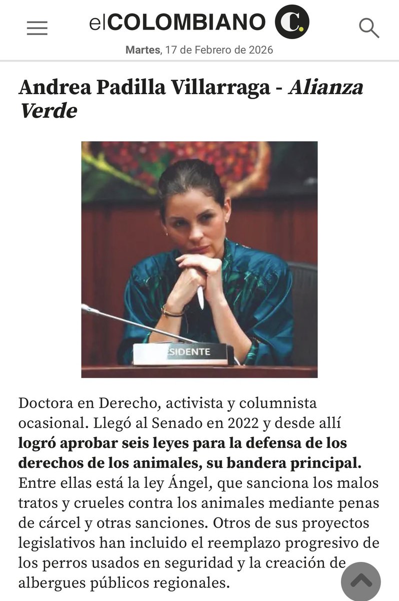 Gracias <a href="/elcolombiano/">El Colombiano</a> ¡Gente con causa, trayectoria, honesta y preparada sí hay!

#HagamoslesEl14ALosAnimales 
🗳️Senado🌻1️⃣4️⃣