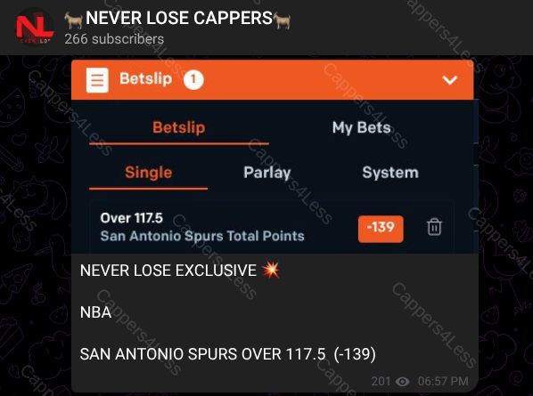 Cappers4Less's tweet image. MEMBERS GET PAID AGAIN 🔥
Cappers4Less EXCLUSIVE 💥
#SPURS TEAM TOTAL OVER 117.5✅ 
KEEP THE POINTS!
NEVER IN DOUBT🤣🤣🤣

201 MEMBERS CASHED 💰
We don’t just have cappers… we know WHEN to play them🏧 ✅ 
$33/day • 3 days
BIGGEST, BEST., Cappers4Less.👇
buy.stripe.com/bJeaEWeHT2rEfg…