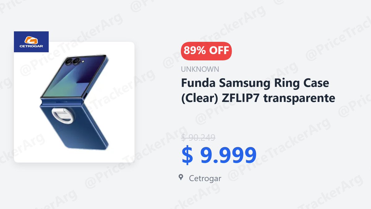 🔥 Funda Samsung Ring Case (Clear) ZFLIP7 transparente                                  

🔥 Descuento real: 89% OFF
$ 90.249 → $ 9.999

🔴 Descuento según web: 89% OFF
$ 94.999 → $ 9.999

🏪 Cetrogar

🔗 cetrogar.com.ar/funda-samsung-…
