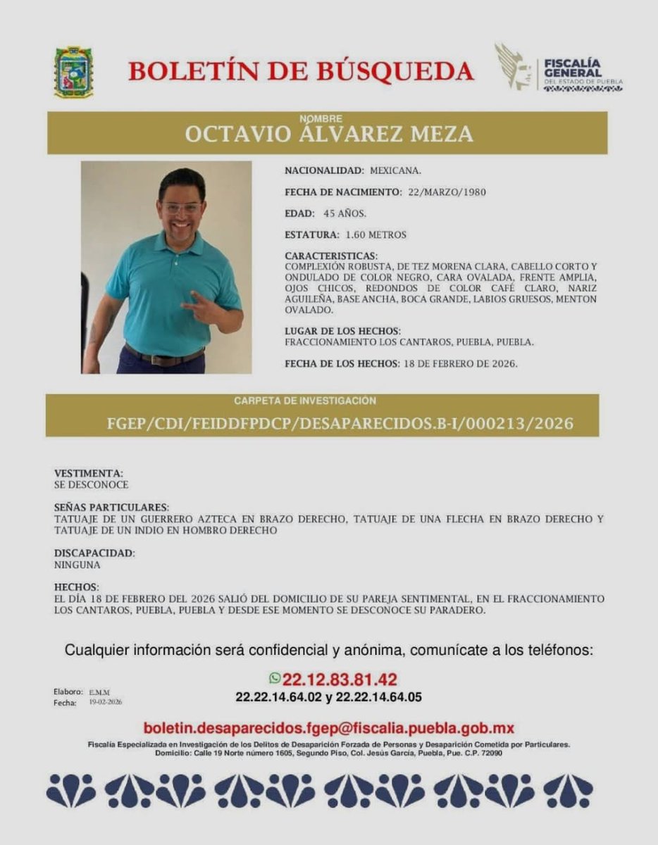 #URGENTE ayuda para localizar a Octavio Álvarez Meza. Se conoce su paradero por favor compárta con las autoridades.