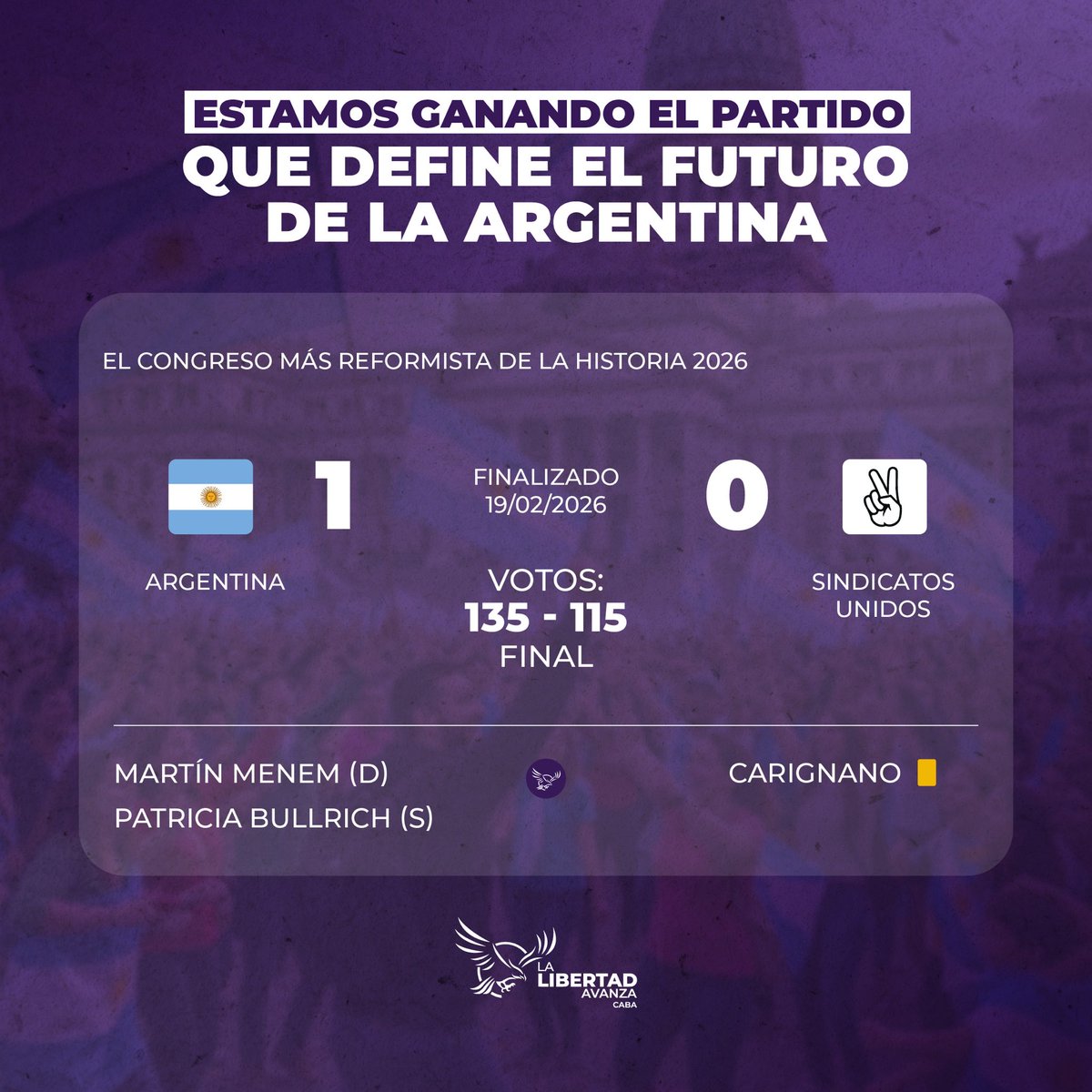 LLA_CABA's tweet photo. ESTAMOS GANANDO EL PARTIDO QUE DEFINE EL FUTURO DE LA ARGENTINA🇦🇷

Vamos @JMilei. VLLC!! https://t.co/KR6u6z2vZQ