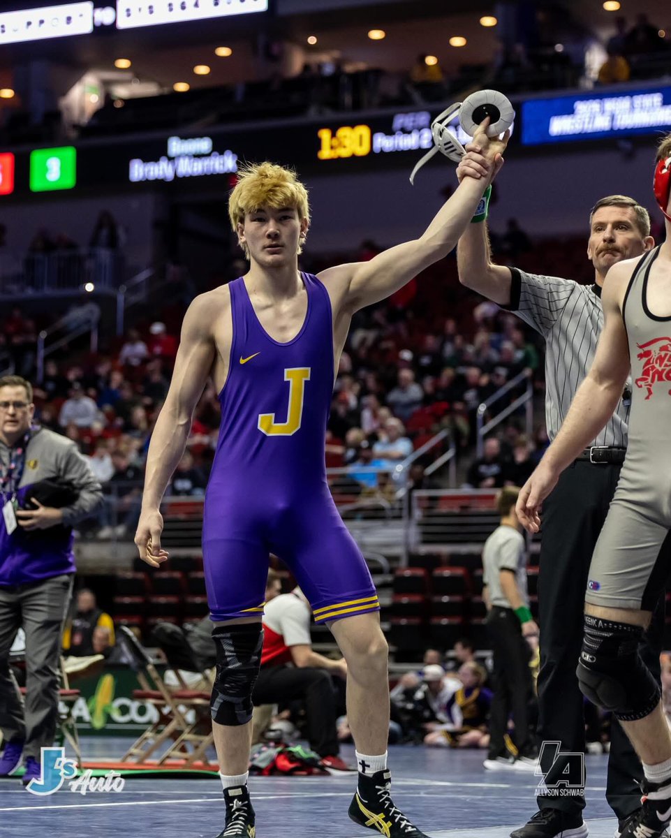 JohnstonCSD's tweet photo. Johnston’s Parker Casey (#2 seed) advances to the semifinals in Class 3A, 157 lbs at the 2026 IHSAA state wrestling tournament! 

Come out to support him as he faces #3 seed Joe Hirsch (Western Dubuque), 5 pm Friday at the Casey’s Center! Ike Beirman also heads to consolation round 5. 

Congratulations to Wes Weiford, Ethan Huebbe, Isaiah Madison, and Kinnick Thompson for advancing to day two of the state tournament. 🤼‍♂️💜💛🎉 #IAwrestle X #iahswr  📸:@allysonschwab_photography
