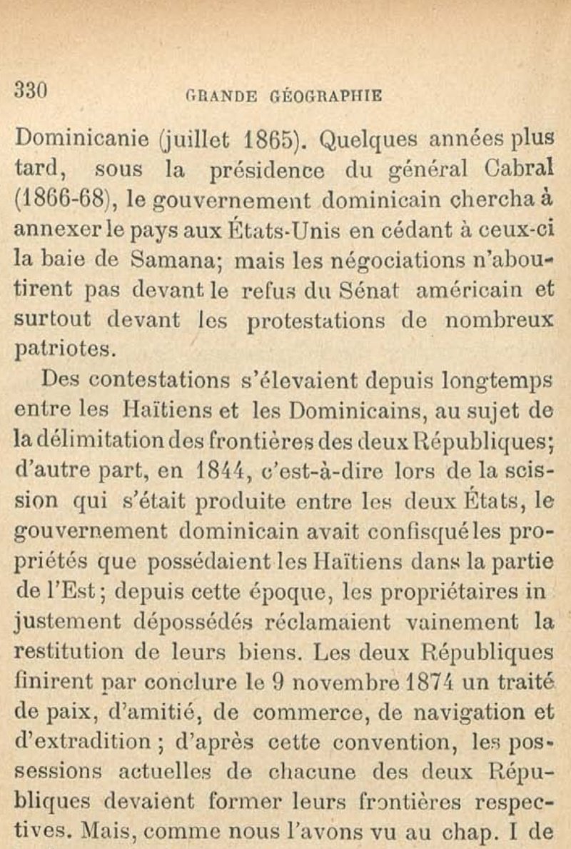 🇺🇲🇩🇴
Sou prezidan José Maria Cabral (1866-1868), Repiblik Dominikèn te sou vann peyi a tankou pate cho, yo ofri Etazini li men USA pa te sou sa, Sena a pa te vle.

Dominikani pa te vle janm endepandan. Bagay sa toujou kreye zizirit kay Hayti paske se te menas pou Repiblik Nwa a.