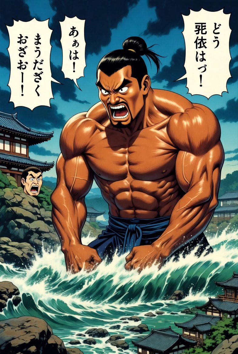 Chiron77121's tweet photo. ギャグ日の芭蕉さんのマッスオをGrokに打ち込んだら出来た産物。私は何をやってるんだろう… https://t.co/LXLeQU2dJK