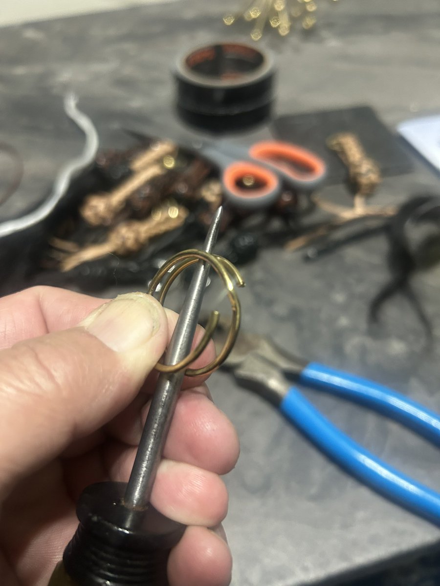 So, I learned something new this evening trying to put these key rings on my little key-rings. Ya ever have trouble putting keys on them? I do. 🤷‍♂️ Not anymore, tho.  Just poke a little screwdriver or something all the way through and squeeze the other side. Who knew? 😳🤓