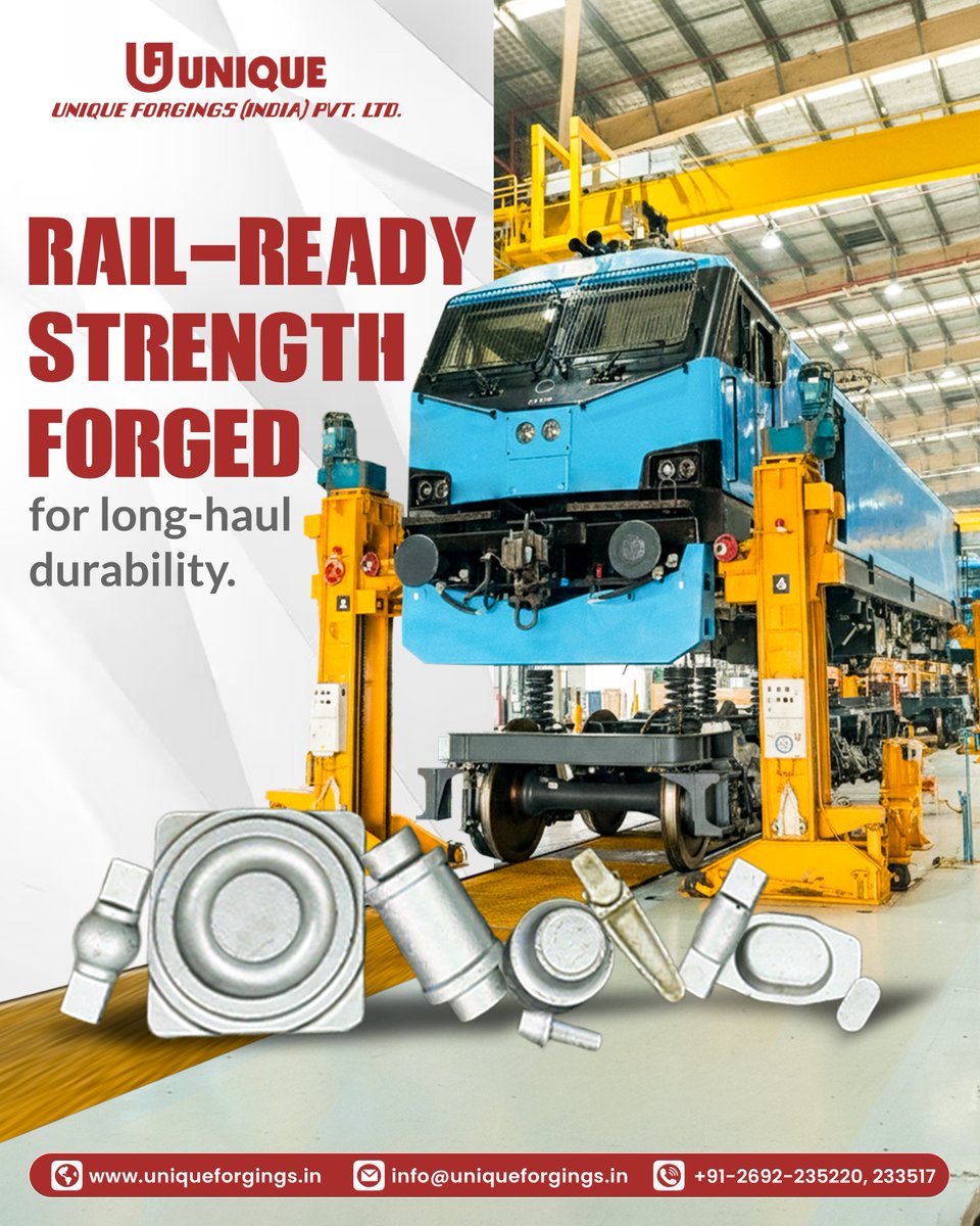 Engineered for performance. Forged for endurance. 🚆

Power your next rail project with reliability you can trust.
🔩 Partner with us today!
📱: 91-2692-235220, 233517
📧: info@uniqueforgings.in
🌐: uniqueforgings.in

#UniqueForgings #RailwayIndustry #ForgedForStrength