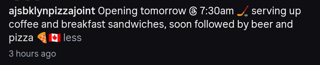 i think it's funny people are complaining about the start time of olympic hockey games; meanwhile canadian restaurants are like WE WILL BE OPEN AT THE CRACK OF DAWN