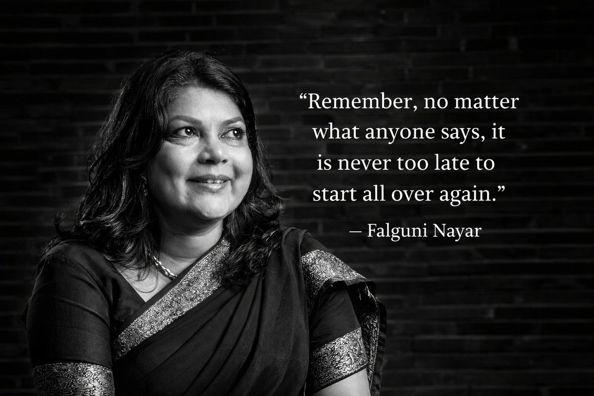 Digital_Chowk's tweet image. 🌅Friday Morning Thought

“Remember, no matter what anyone says, it is never too late to start all over again”
— Falguni Nayar

New beginnings don’t need permission.
Your second start can be your biggest success.
#NeverTooLate #nyka #StartupInspiration #EntrepreneurMindset