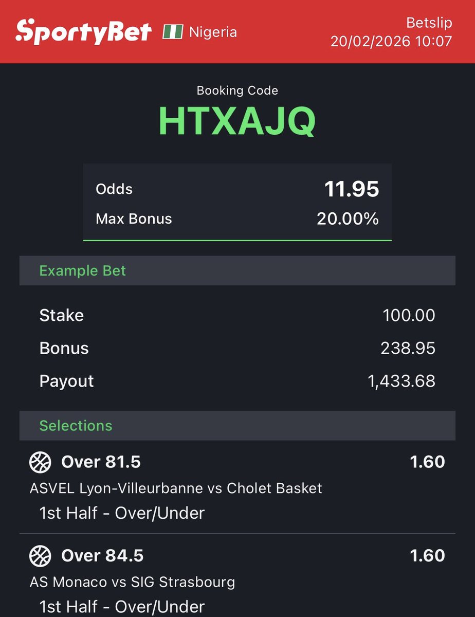 Sporty ⛹️ Code: HTXAJQ

⚠️Gamble Responsibly⚠️