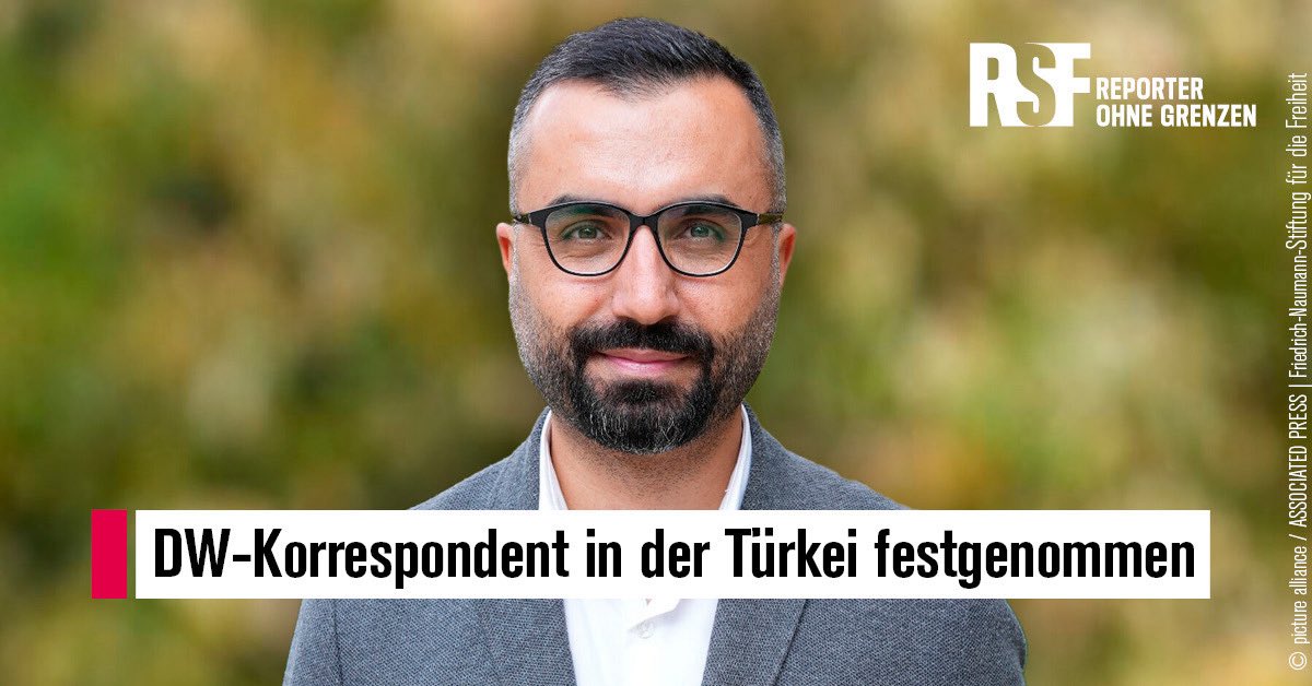 Celik_Chn's tweet photo. Journalist der @DeutscheWelle wurde in der Türkei u.a. wegen „Präsidentenbeleidigung“ festgenommen. 
Die genauen Vorwürfe braucht man nicht zu thematisieren, denn es handelt sich um offensichtliche Willkürjustiz, die sich gegen unliebsame Berichterstattung richtet. @ReporterOG https://t.co/X2luo8rUmb