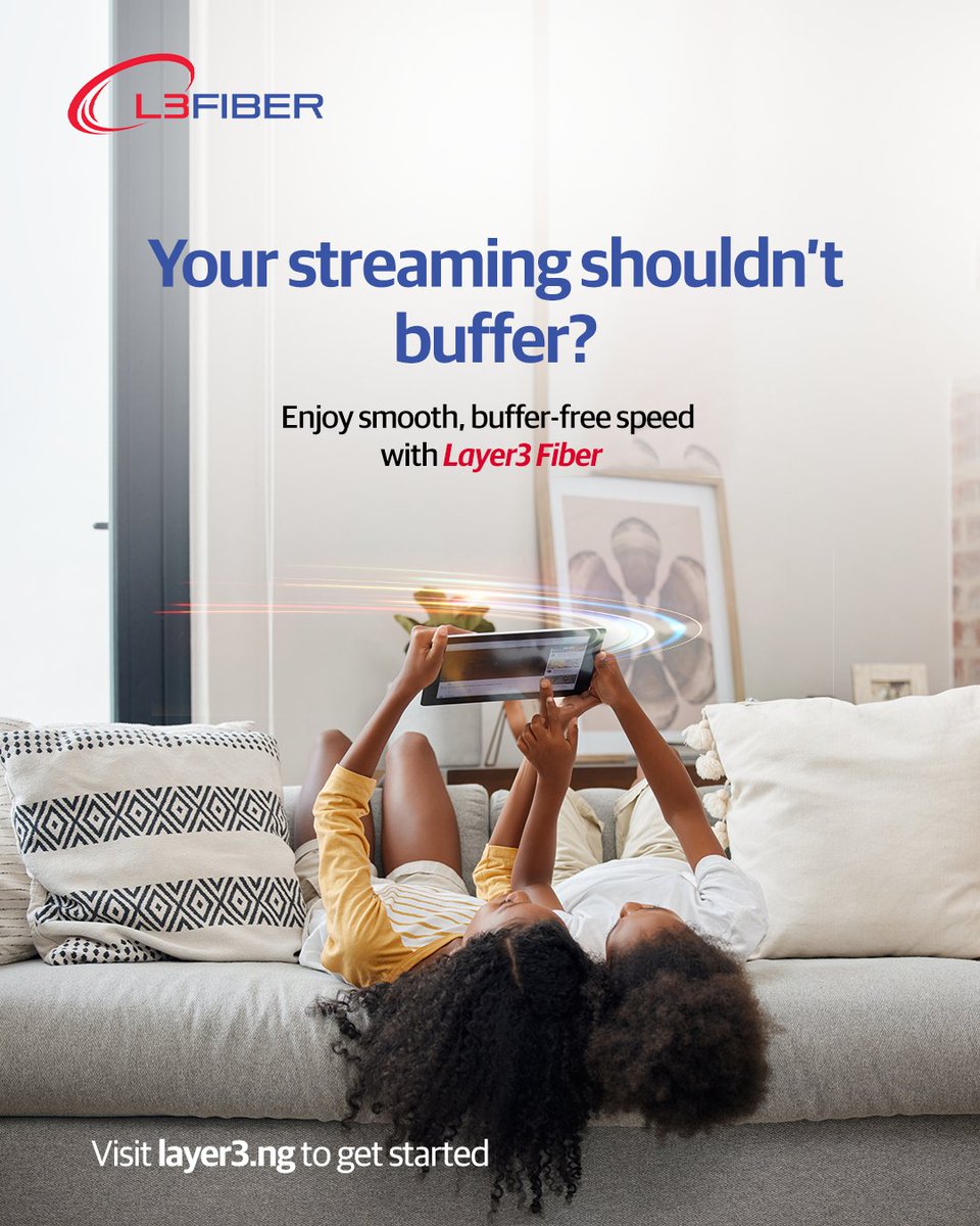 Layer3NIGERIA's tweet photo. Streaming this weekend?
Layer3 Fiber gives you the speed for smooth, buffer-free viewing.
#Layer3Fiber #FastInternet #NoMoreBuffering https://t.co/qUcOI67B5B